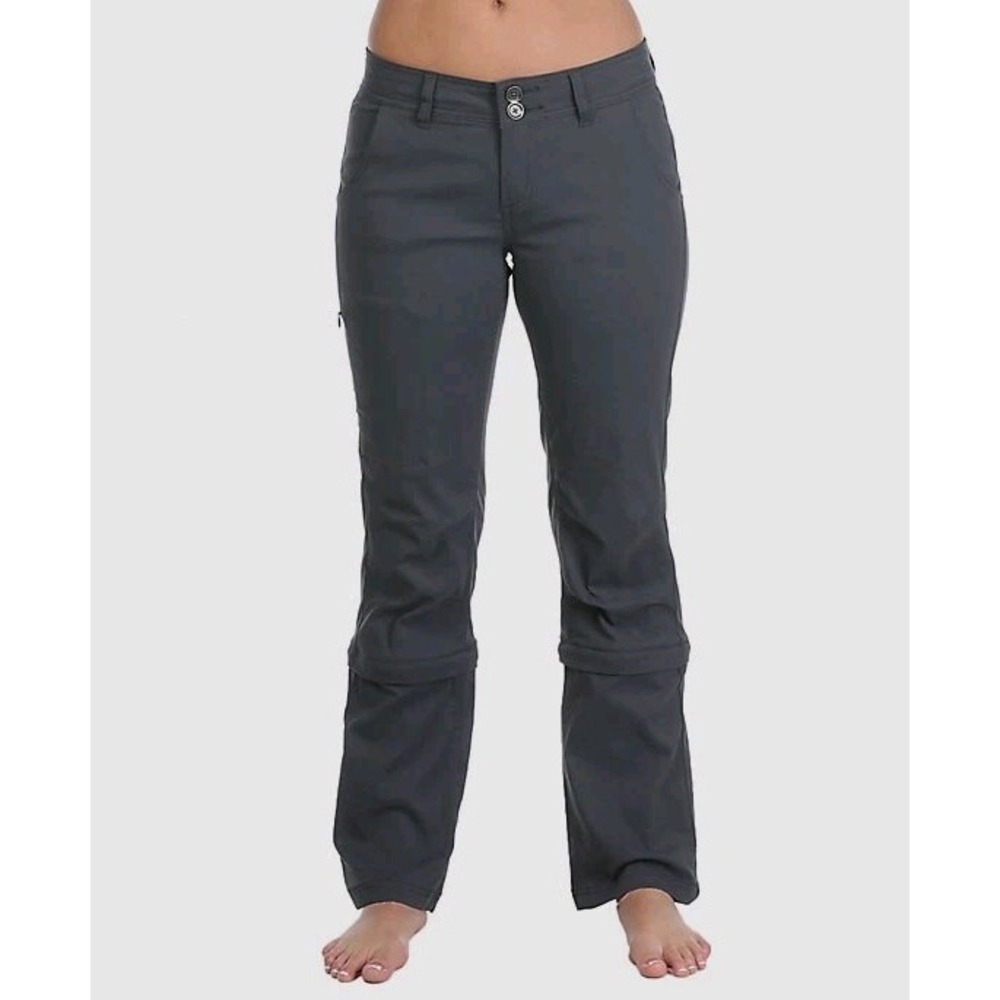 Prana Halle Convertible Pants Womens Size 2 Gray Hiking Climbing Zion Cargo EUC